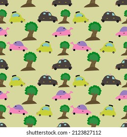 Cute car Vector ilustration seamless patern.Great for textile,fabric,wrapping paper,and any print.