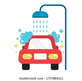 Cute car wash logo vector illustration.