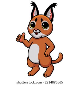 Cute caracal cat cartoon giving thumb up