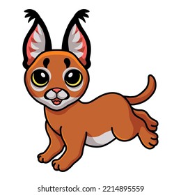 Cute Caracal Cat Cartoon Jumping