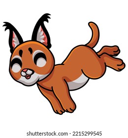 Cute Caracal Cat Cartoon Jumping