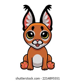 Cute caracal cat cartoon sitting