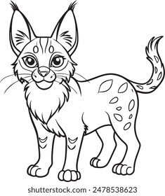 Cute Caracal Doodle Coloring Page Character