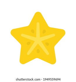 Cute carambola exotic fruit, isolated colorful vector icon. Bright single fruit illustration