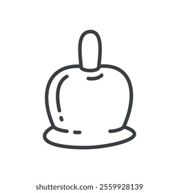 Cute caramel candy apple icon. Hand drawn monochrome illustration of a toffee apple isolated on a white background. Vector 10 EPS.