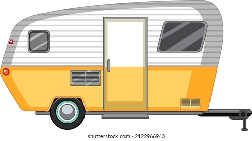 Cute caravan on white background illustration