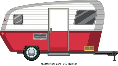 Cute caravan on white background illustration