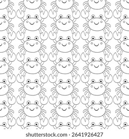 cute carbs seamless pattern Sea animals. Vector. for coloring pages and coloring books for kids