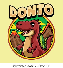 Cute Carcharodontosaurus Dinosaur Character Mascot in Vector Cartoon Illustration