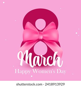 Cute card for 8 March and bow. International Women's Day