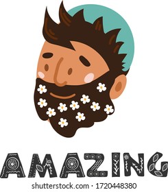 Cute card. Amazing. Modern illustration in vector. Design for banner, card, placard, brochure. Transparent background 