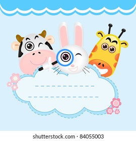 cute card animal baby memo blank sign vector illustration