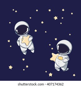 cute card with astronaut and stars. vector/illustration/background/greeting card