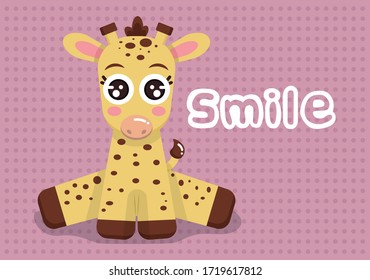 cute card of a baby giraffe sitting down