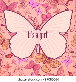 Cute card for baby girl announcement