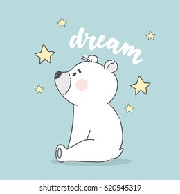 Cute card with bear. Dream