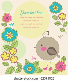 cute card with bird. vector illustration