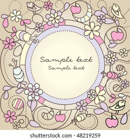 cute card with birds and flowers