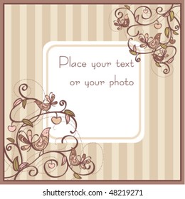 cute card with birds and flowers