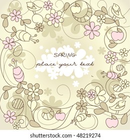 cute card with birds and flowers
