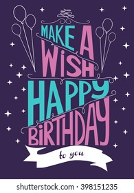 Cute card for birthday with lettering quote