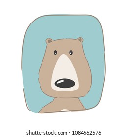 Cute card with brave bear. Vector illustration.