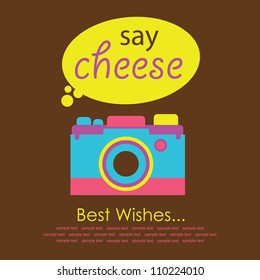 cute card with camera. vector illustration