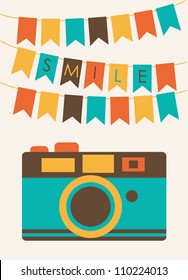 cute card with camera. vector illustration