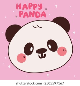 Tarjeta linda con el panda feliz de la historieta. tarjeta animal, Fondo de pantalla, fondo