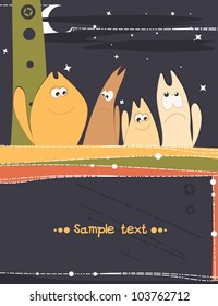Cute card with cats. Vector illustration.