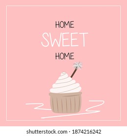 
cute card with cupcake for menu design, baking, recipes. print for design. vector element