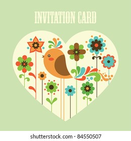 cute card with deco bird. vector illustration
