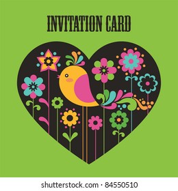 cute card with deco bird. vector illustration
