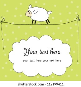 Cute card design with fun sheep. vector illustration