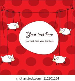 Cute card design with fun sheep. vector illustration