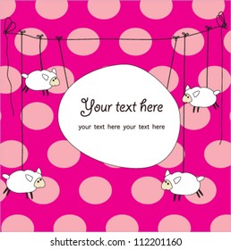 Cute card design with fun sheep. vector illustration