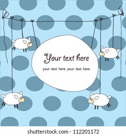 Cute card design with fun sheep. vector illustration
