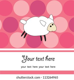Cute card design with fun sheep. vector illustration