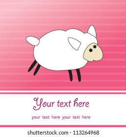 Cute card design with fun sheep. vector illustration
