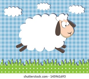 cute card design with fun sheep. vector illustration 