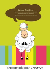 cute card design with fun sheep. vector illustration