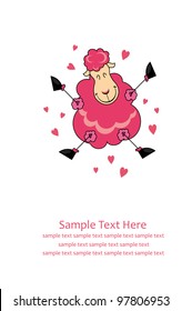 cute card design with fun sheep. vector illustration