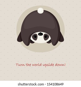 Cute card design with upside down panda