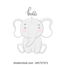 Cute card with elephant baby