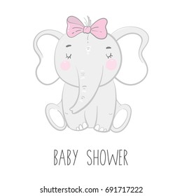 Cute card with elephant baby