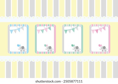 Cute card elephant frame party tags