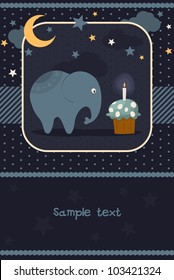 Cute card with the elephant. Vector illustration