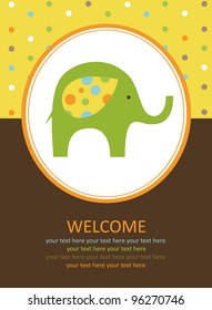 cute card with elephant. vector illustration