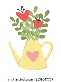 Carta con flores en una lata. Ilustración vectorial. Es fácil cambiar de color.