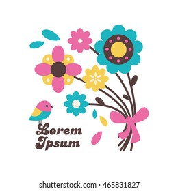 cute card with flowers. vector illustration